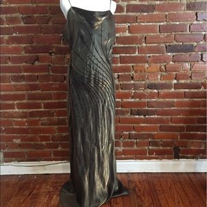 Metallic olive green gown EUC